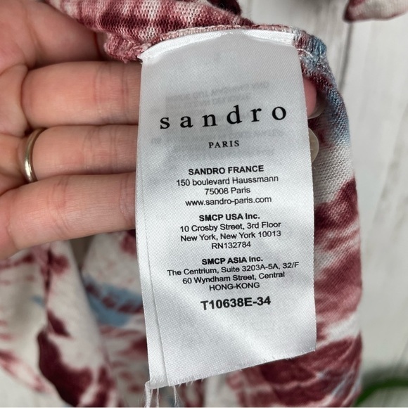 SANDRO Paris 100% Linen Top Tie Dye Tee - Picture 4 of 5